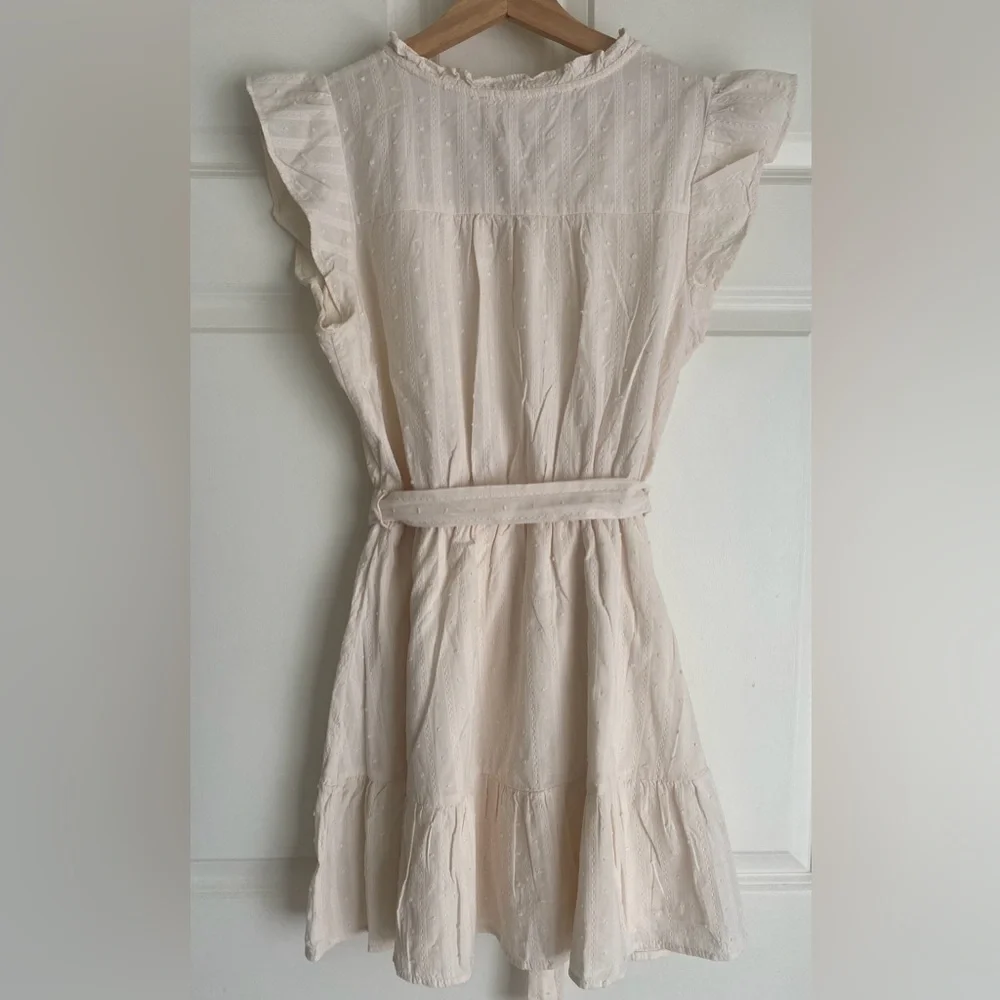 Sweet Wanderer Cream Mini Dress with Tie Waist